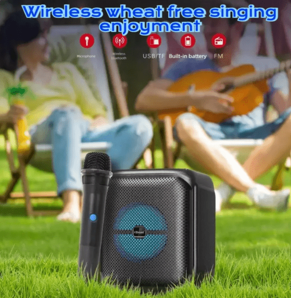 Portable Wireless Karaoke Speaker with Mic & RGB Lights Ⓢ